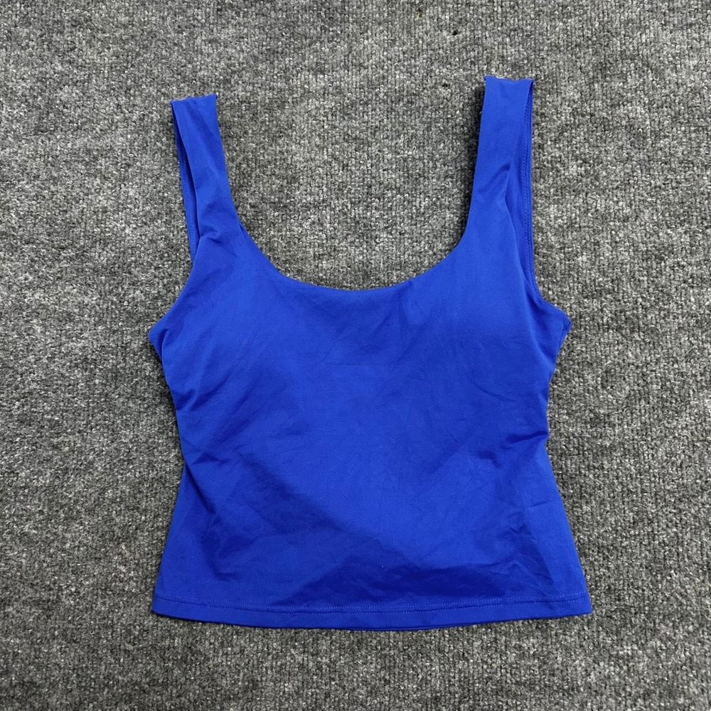 Fabletics Tank Top Womens Size XS Blue Cutout Back Built-in Bra Athletic Yoga